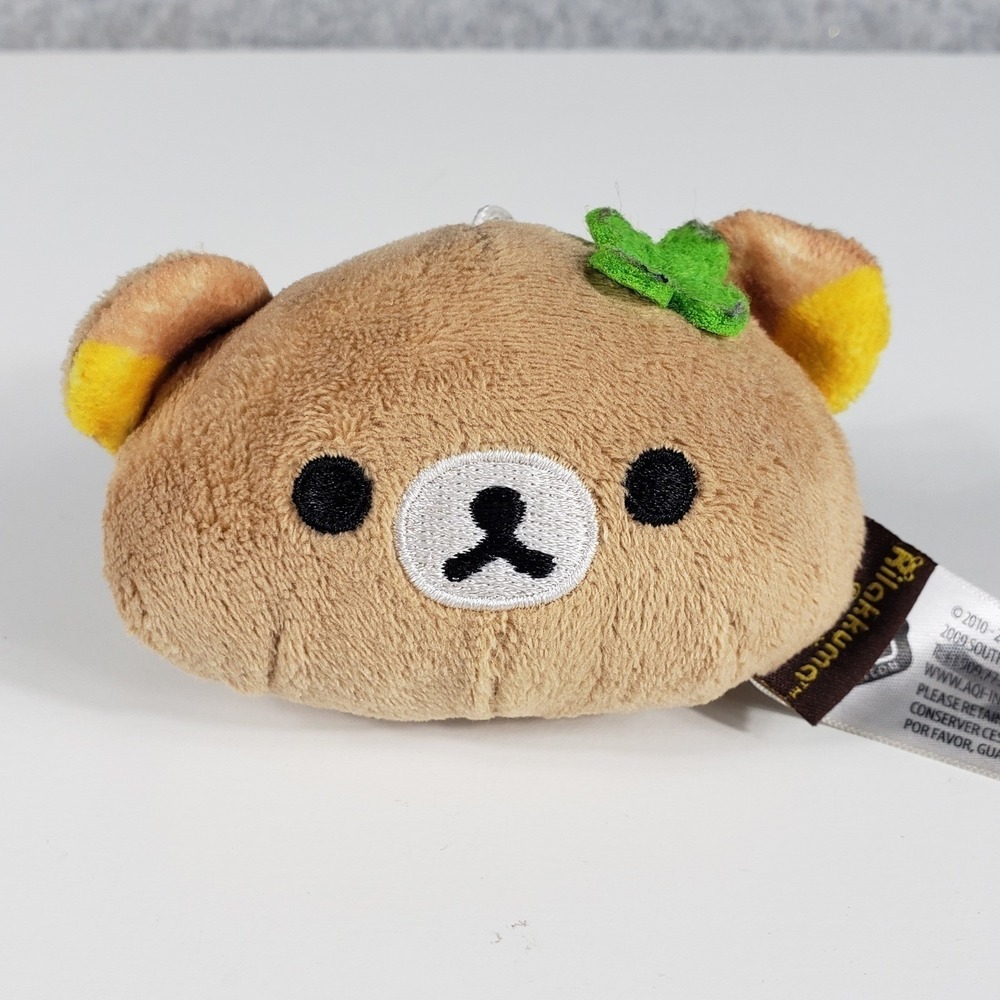 Rilakkuma San-X Plush Keychain Clover Bear Brown Mini Bag Charm AQI011123 3.5"